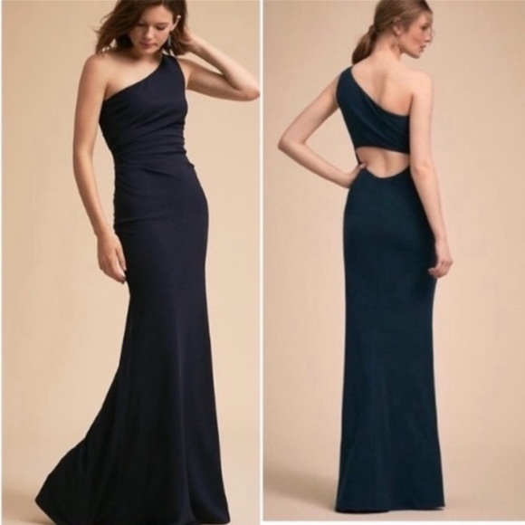 Katie May Gwenyth One Shoulder Cut Out Back Dress Navy Blue - Picture 1 of 11